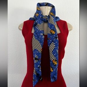 Elegant Blue and Yellow Designer Scarf